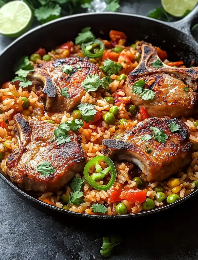 Tex-Mex Pork Chops and Rice Skillet