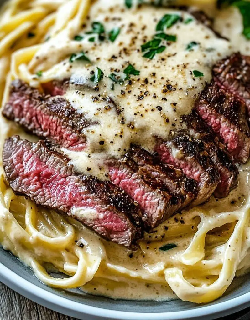 Savory Steak Gorgonzola Alfredo with Creamy Parmesan Sauce
