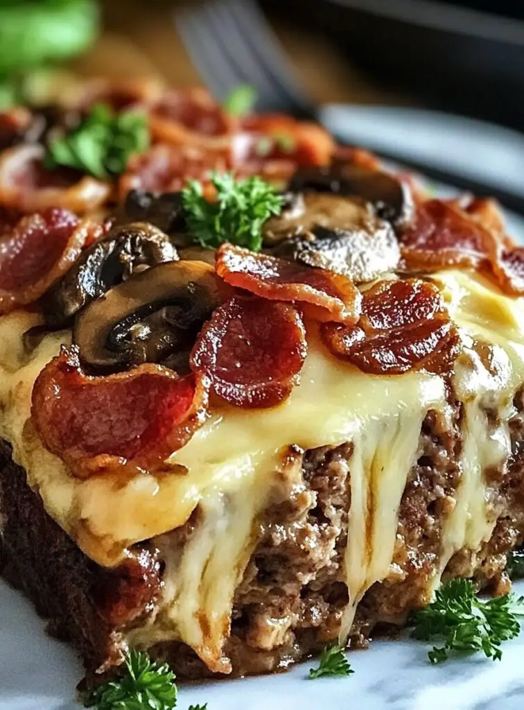 Bacon Mushroom Swiss Meatloaf