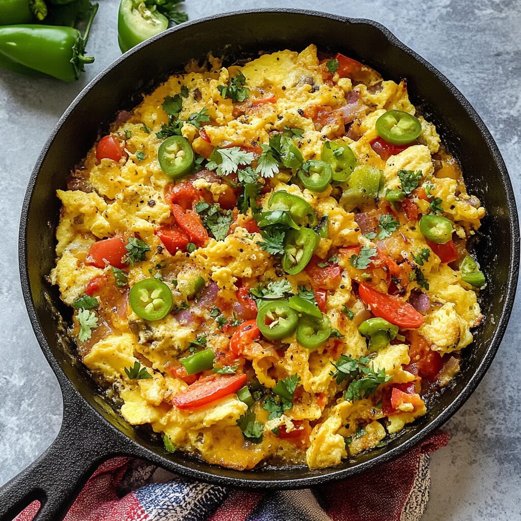 Crispy Tortilla Migas with Eggs and Peppers
