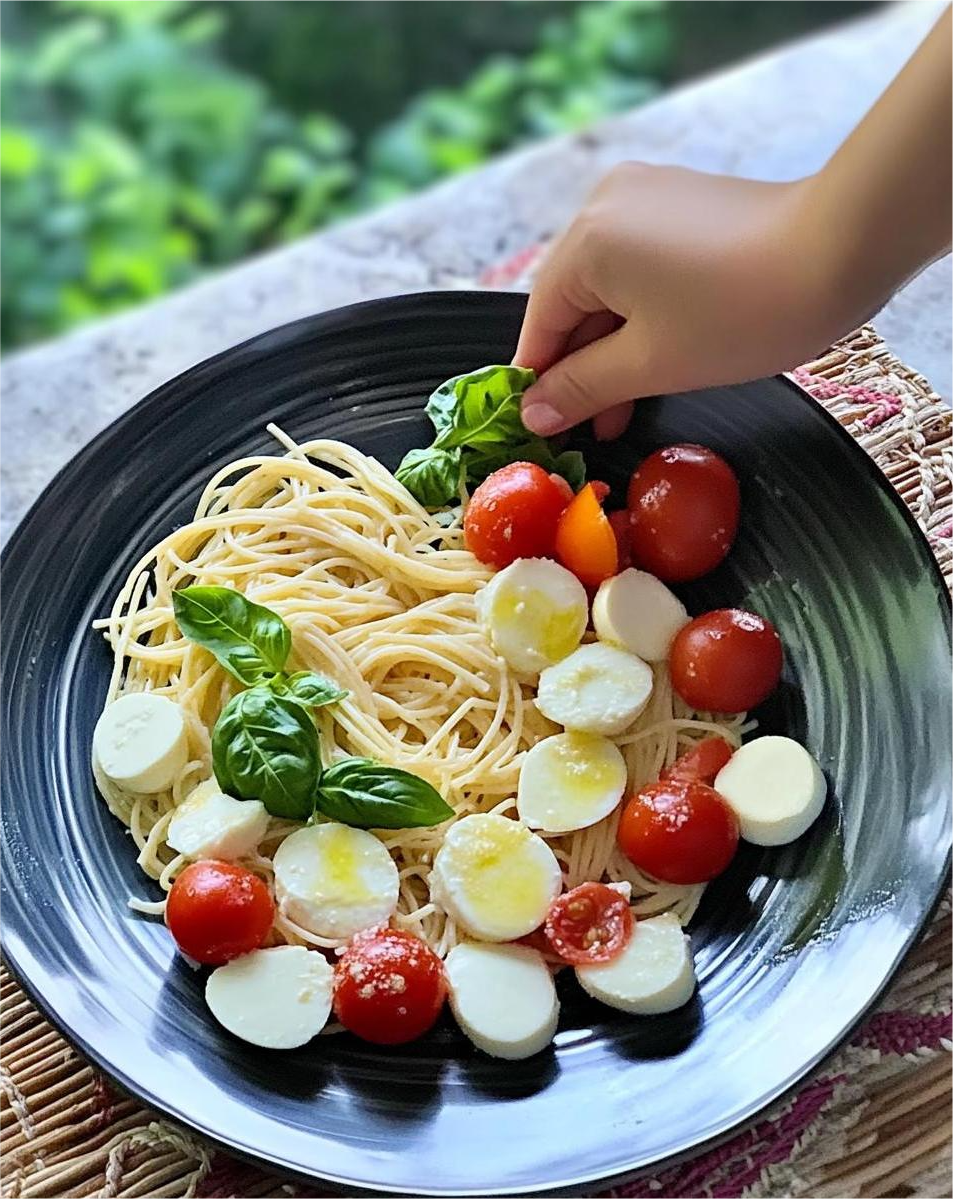 Caprese Pasta with Thai Basil