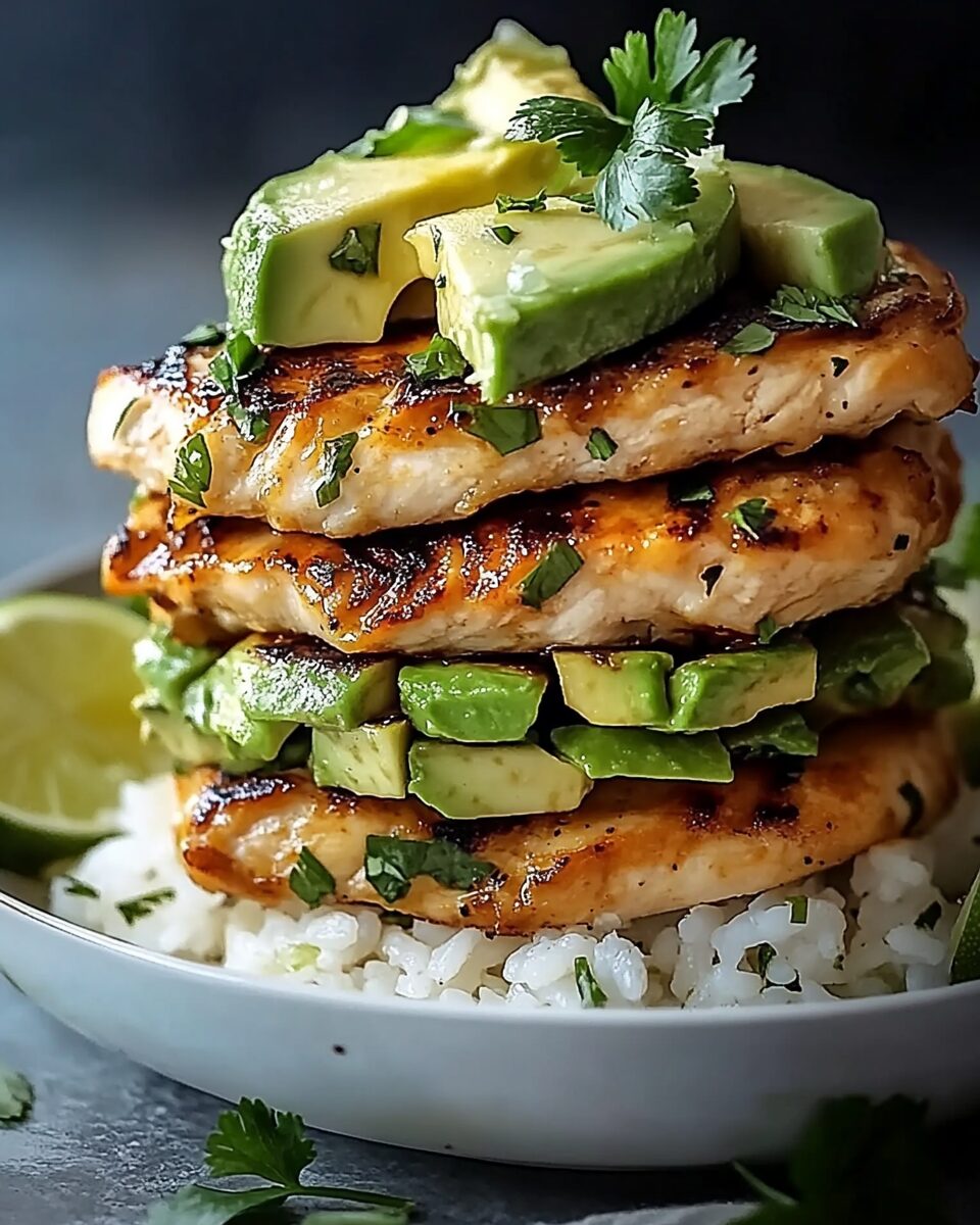 Honey Lime Chicken and Avocado Rice Stack
