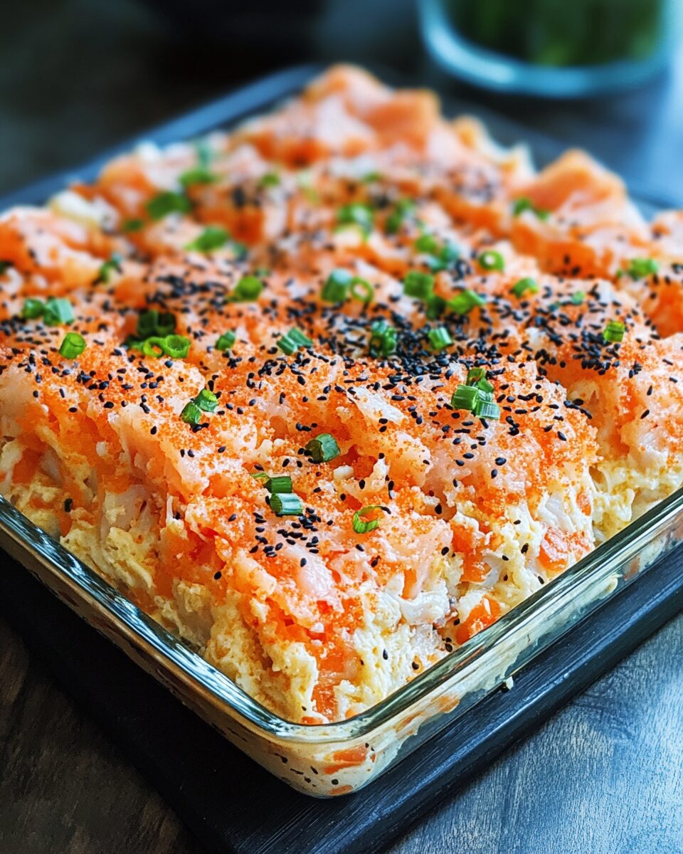 Sushi Bake with Spicy Tuna and Creamy Crab