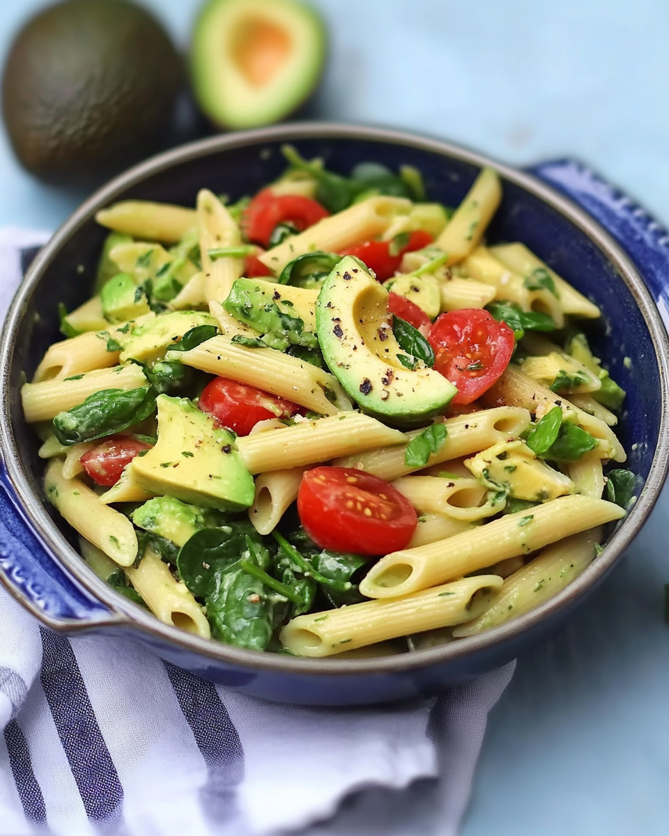 Avocado Spinach Penne Salad