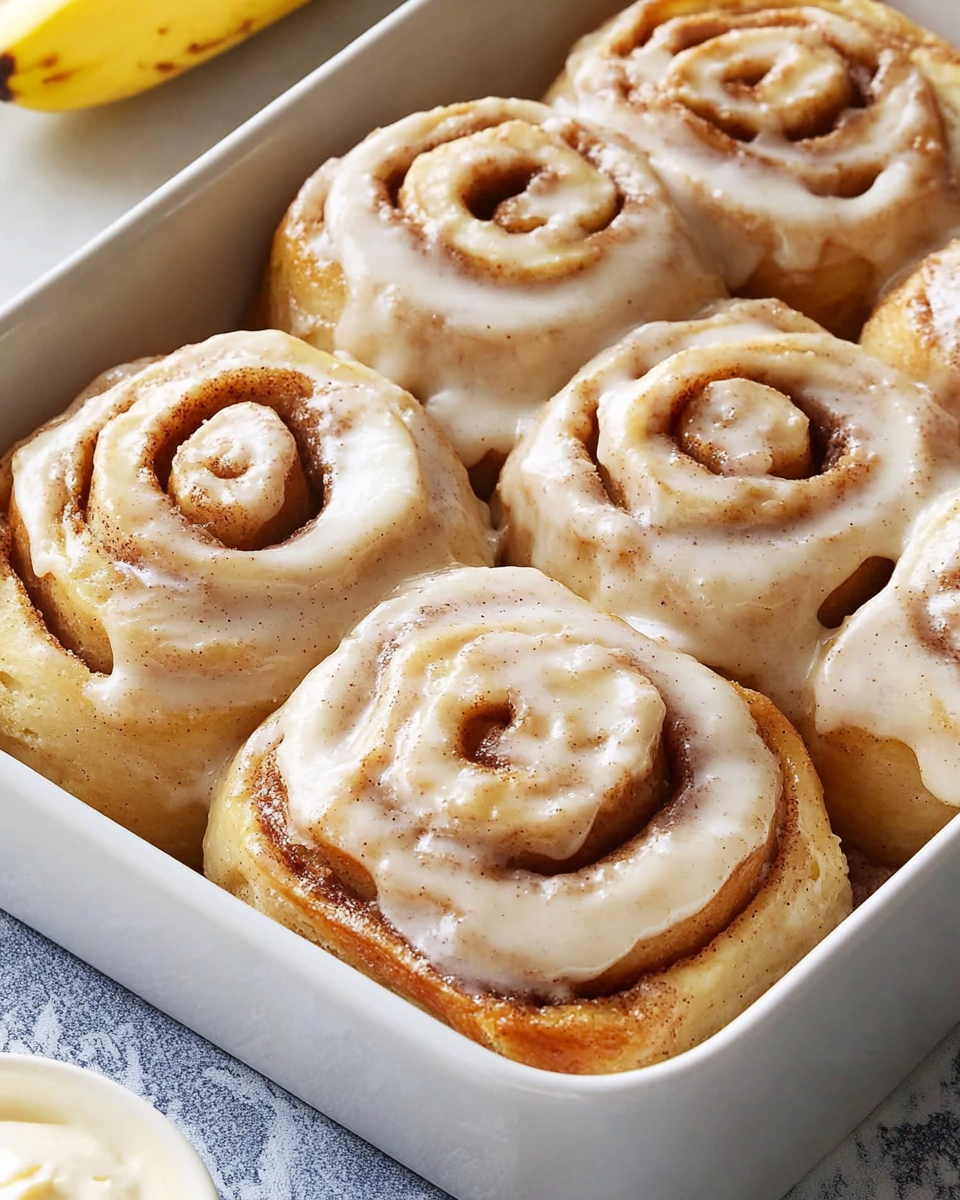Homemade Banana Bread Cinnamon Rolls with Cream Cheese Frosting