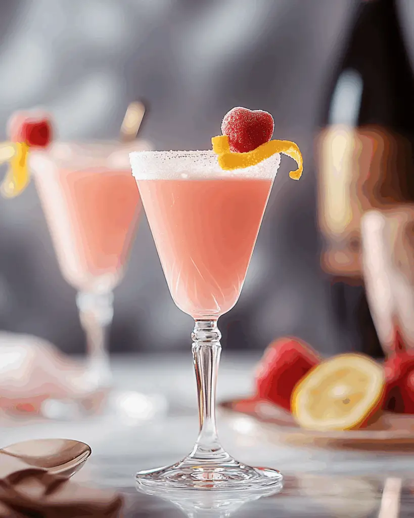 Strawberry Rhubarb French 75 Cocktail