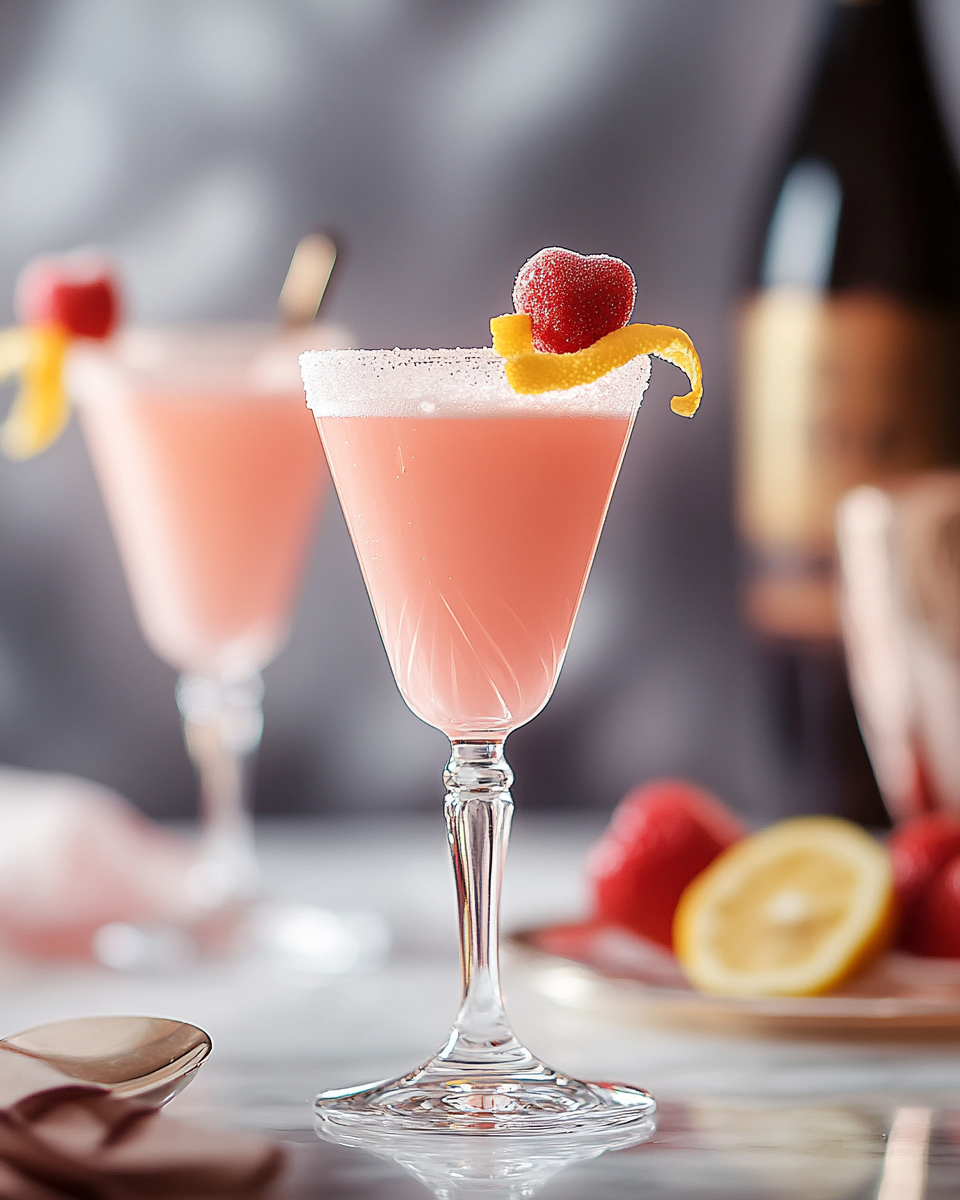 Strawberry Rhubarb French 75 Cocktail