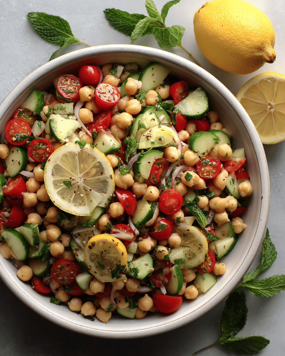 Lemon Cucumber Chickpea Salad
