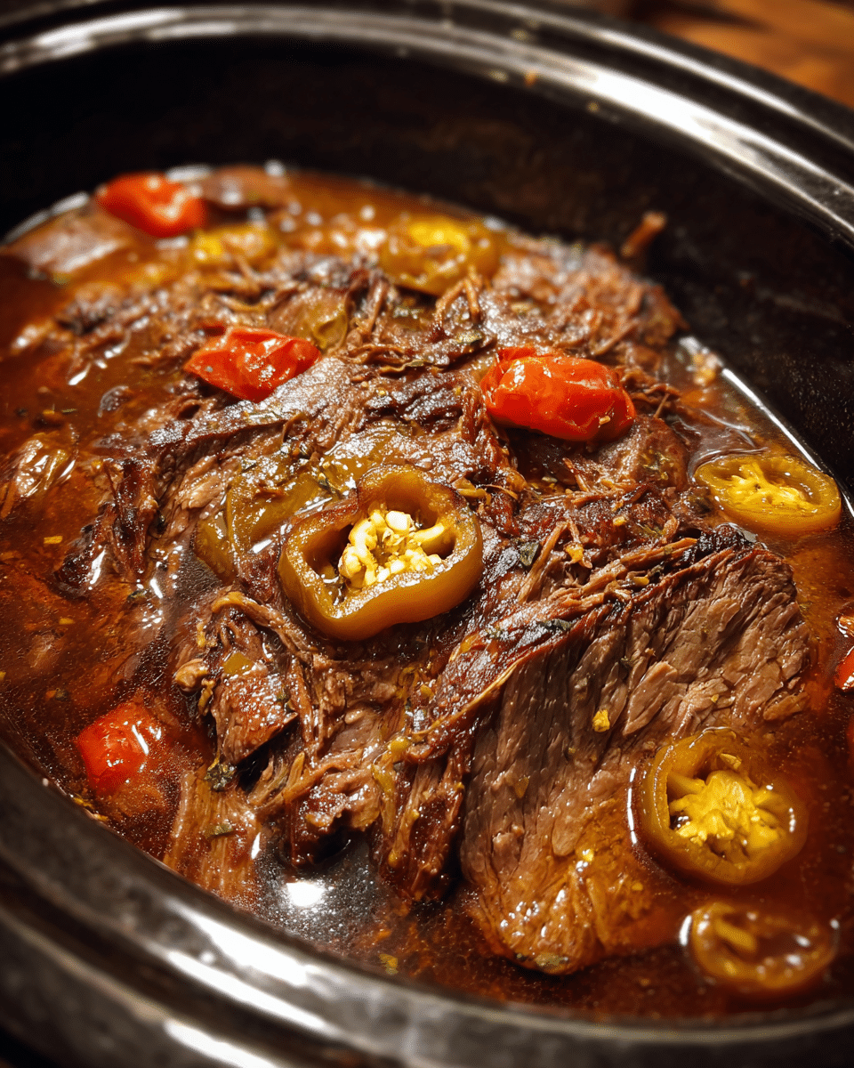 Slow Cooker Banana Pepper Roast Beef