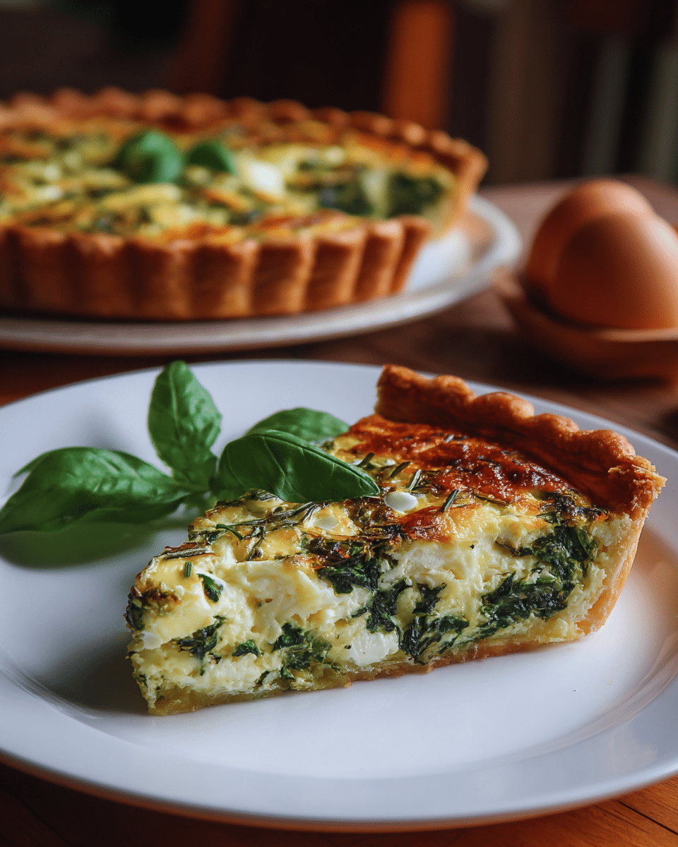 Creamy Spinach & Feta Quiche – Mediterranean-Inspired Delight
