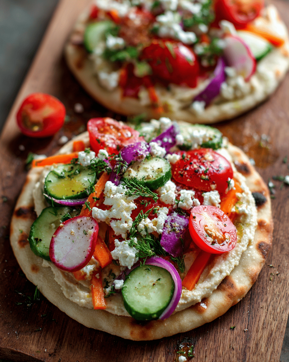 Summer Veggie Flatbread with Hummus