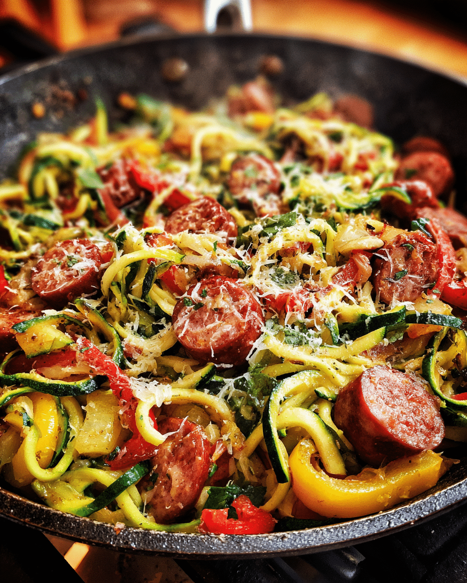 Keto Kielbasa Zoodle Skillet
