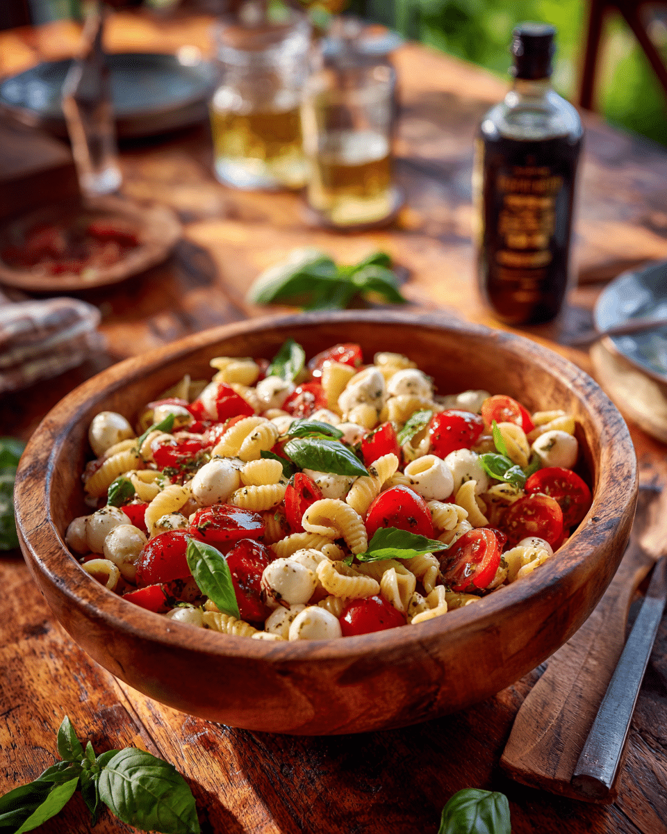 Caprese Pasta Salad – Tomato, Mozzarella & Basil Twist