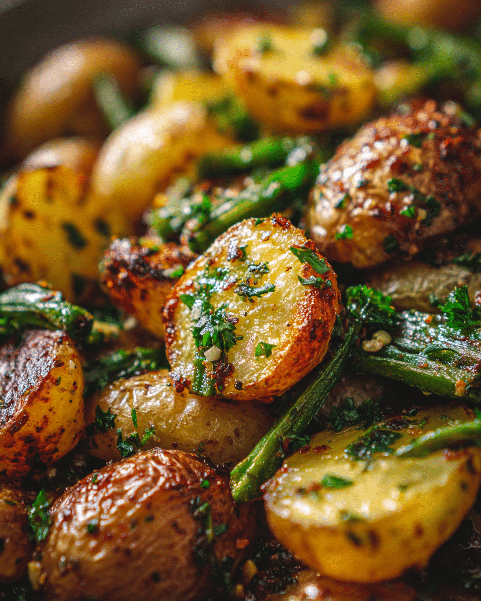 Roasted Potatoes with Garlic Scapes – Crispy & Flavorful