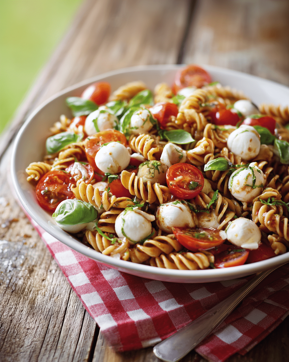 Easy Caprese Pasta Salad – Tomato, Mozzarella & Basil Twist