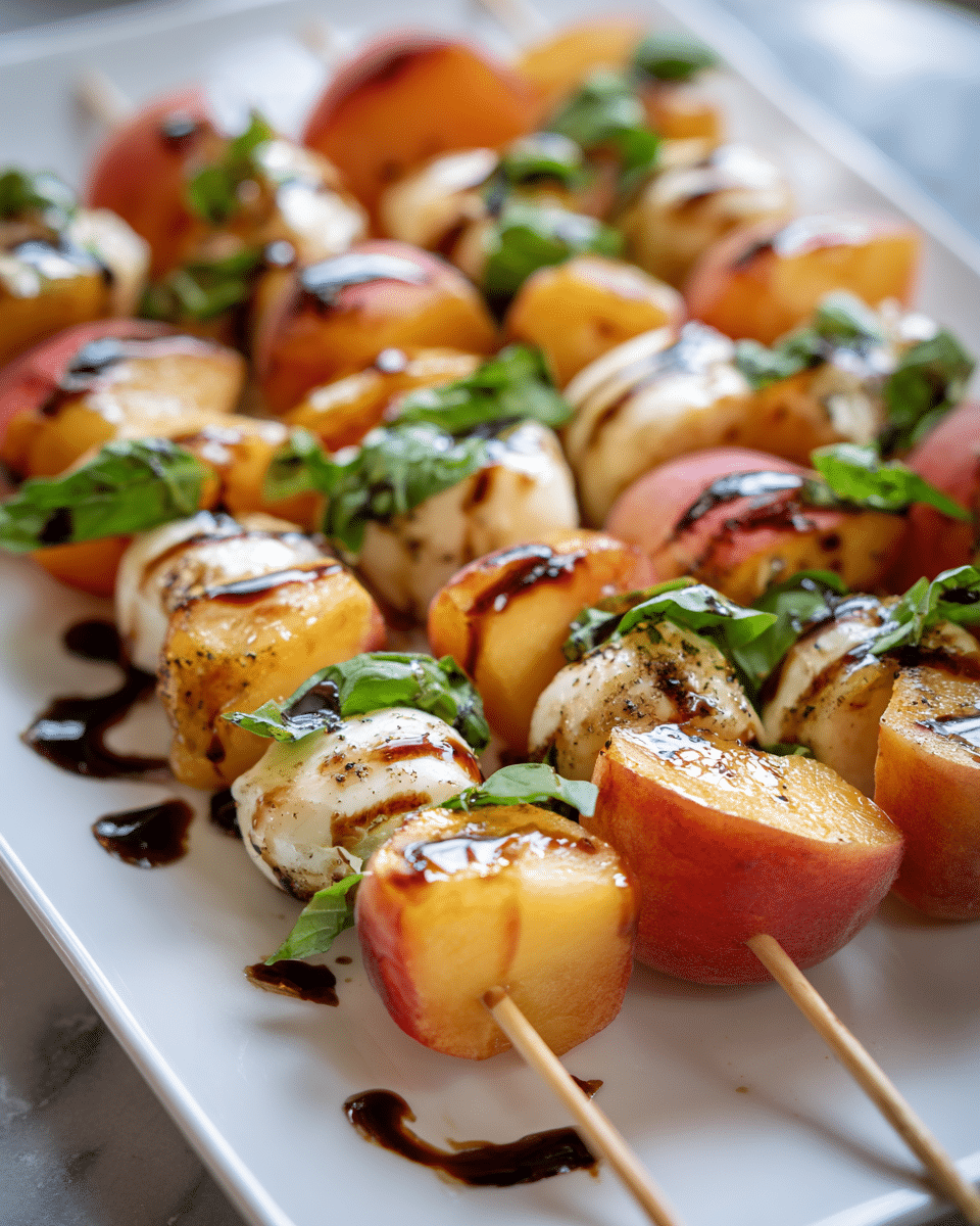 Easy Fresh Peach Caprese Skewers