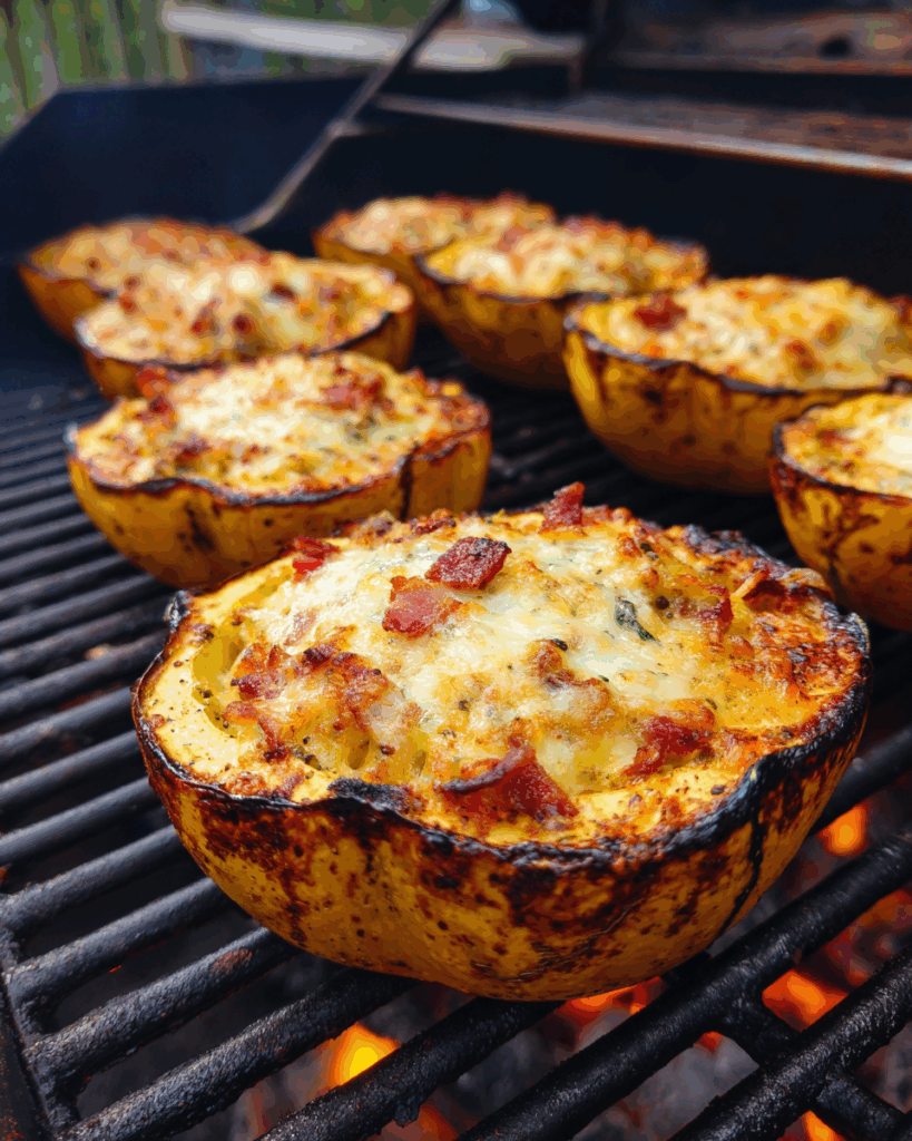 Cheesy Grilled Patty Pan Squash Boats