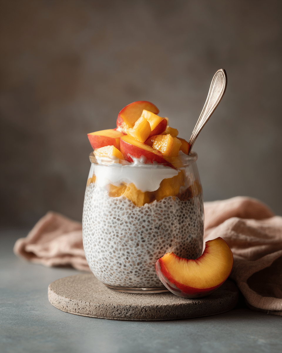 Peaches and Cream Chia Pudding