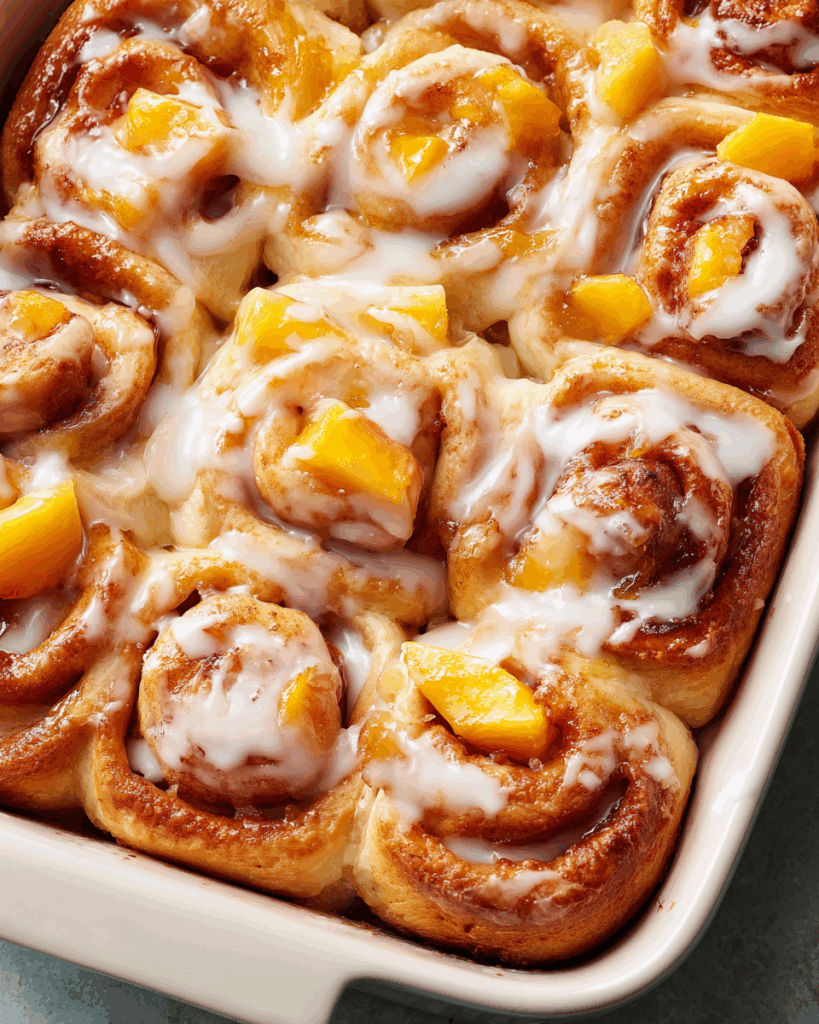 Peach Cinnamon Rolls – Sticky, Sweet, And Freshly Baked