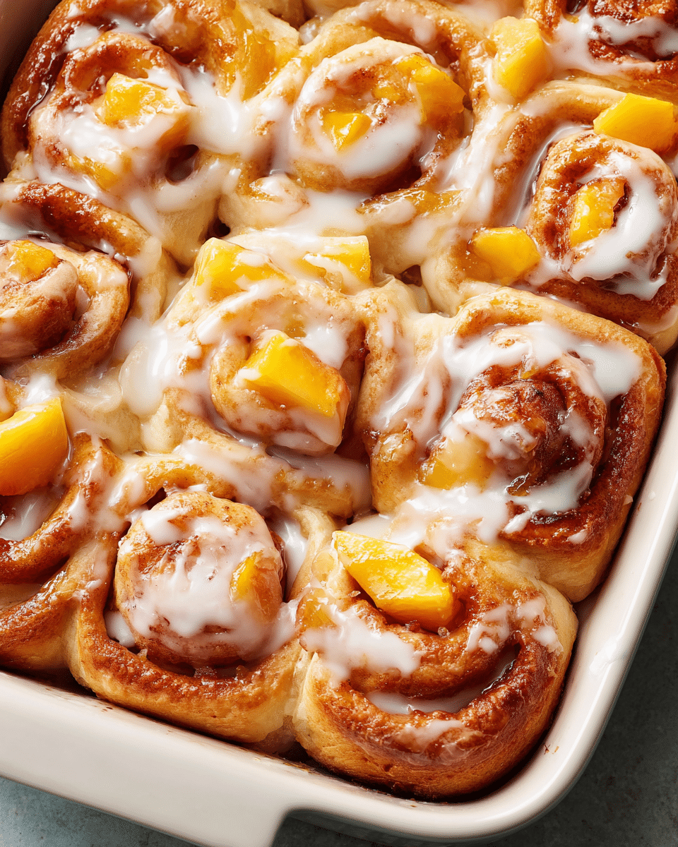 Peach Cinnamon Rolls – Sticky, Sweet, And Freshly Baked