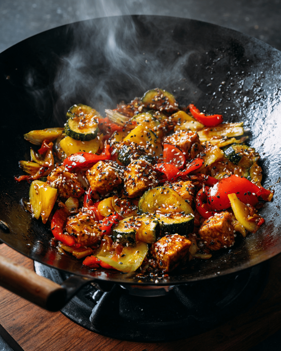 Patty Pan Squash Stir Fry with Tofu