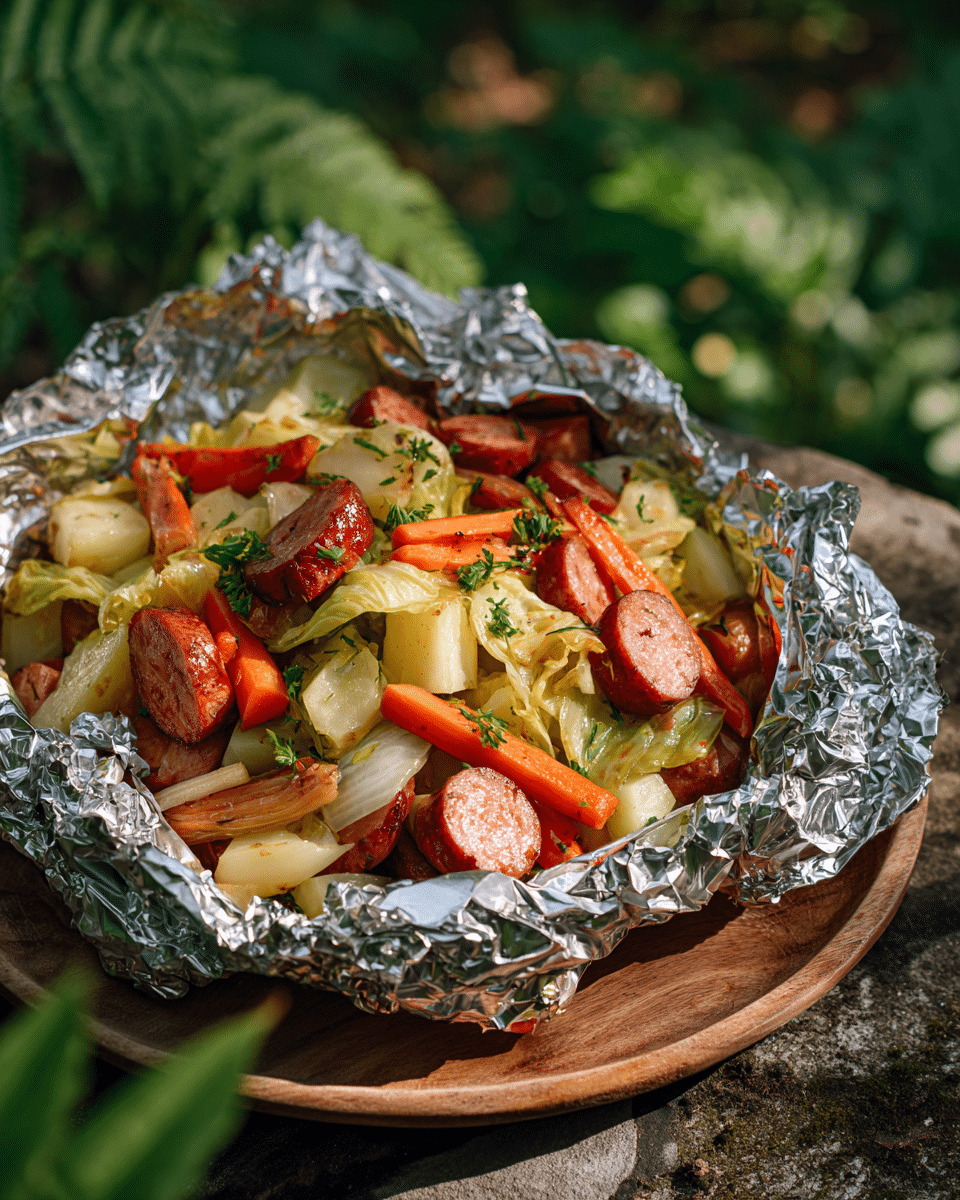 Kielbasa and Cabbage Foil Packs