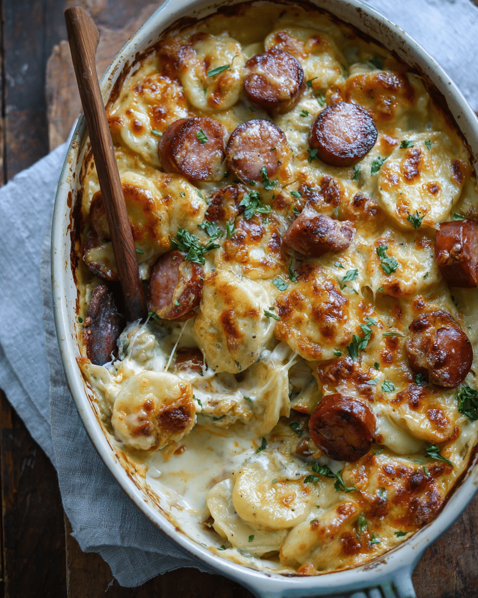 Kielbasa and Pierogi Bake