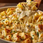 Easy Banana Pepper Chicken Alfredo Bake