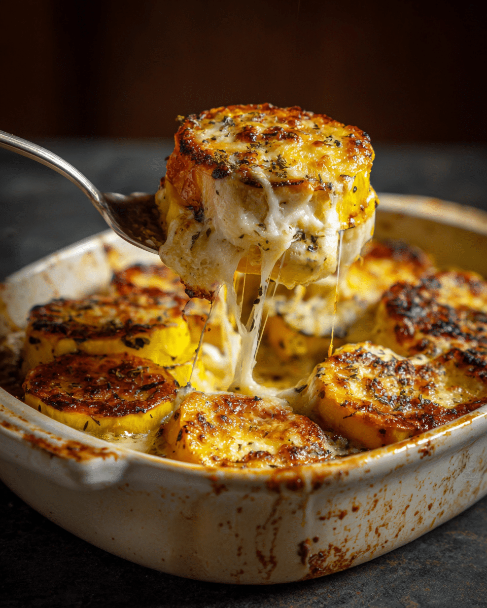 Baked Patty Pan Squash with Mozzarella