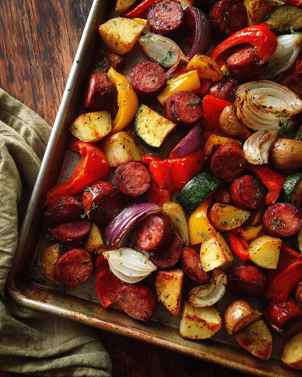 Roasted Kielbasa and Veggie Sheet Pan