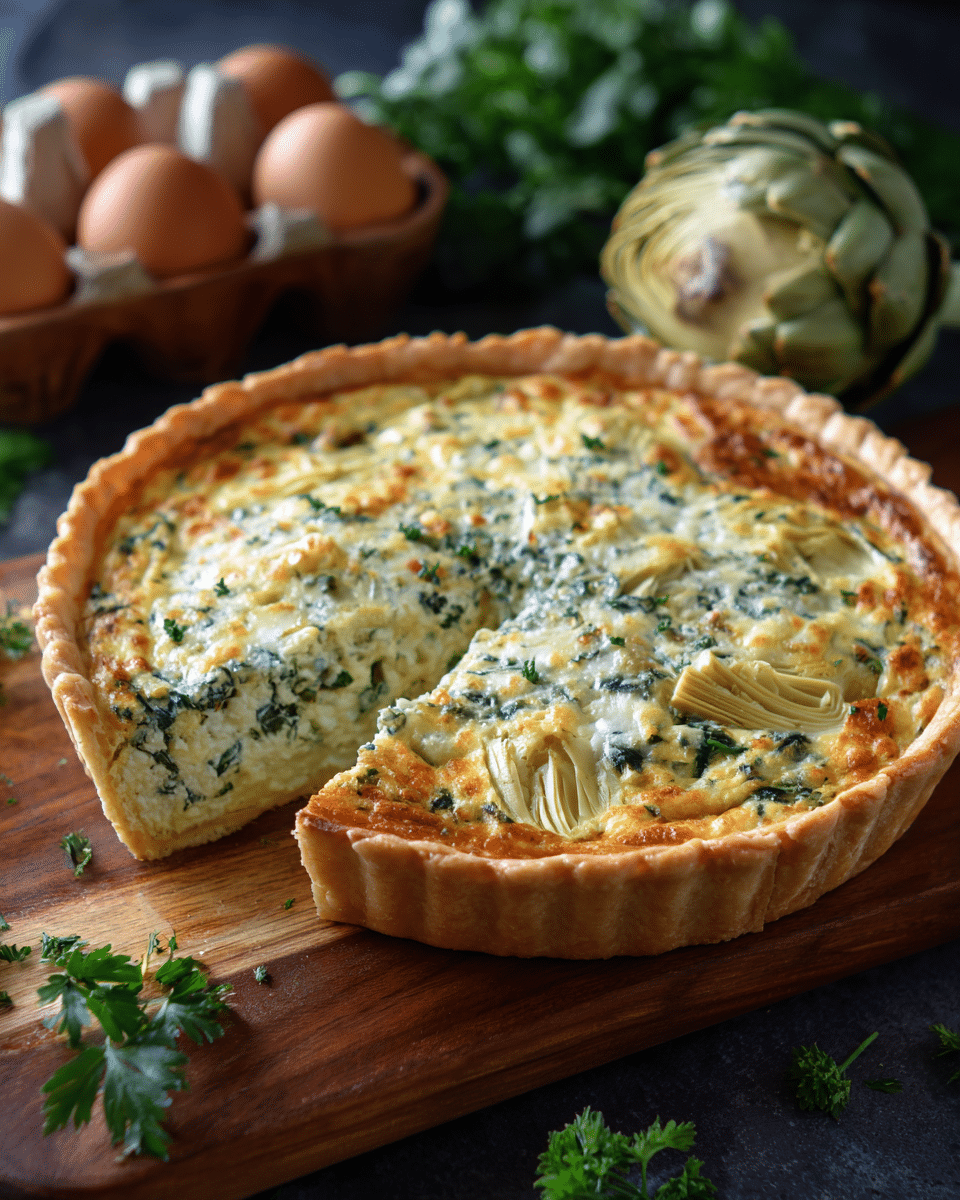 Artichoke Spinach Quiche – Creamy, Cheesy, and Gourmet
