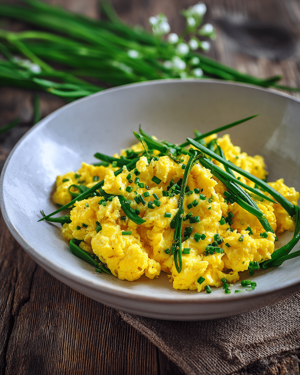 Scrambled Eggs with Garlic Scapes – Quick & Healthy Breakfast