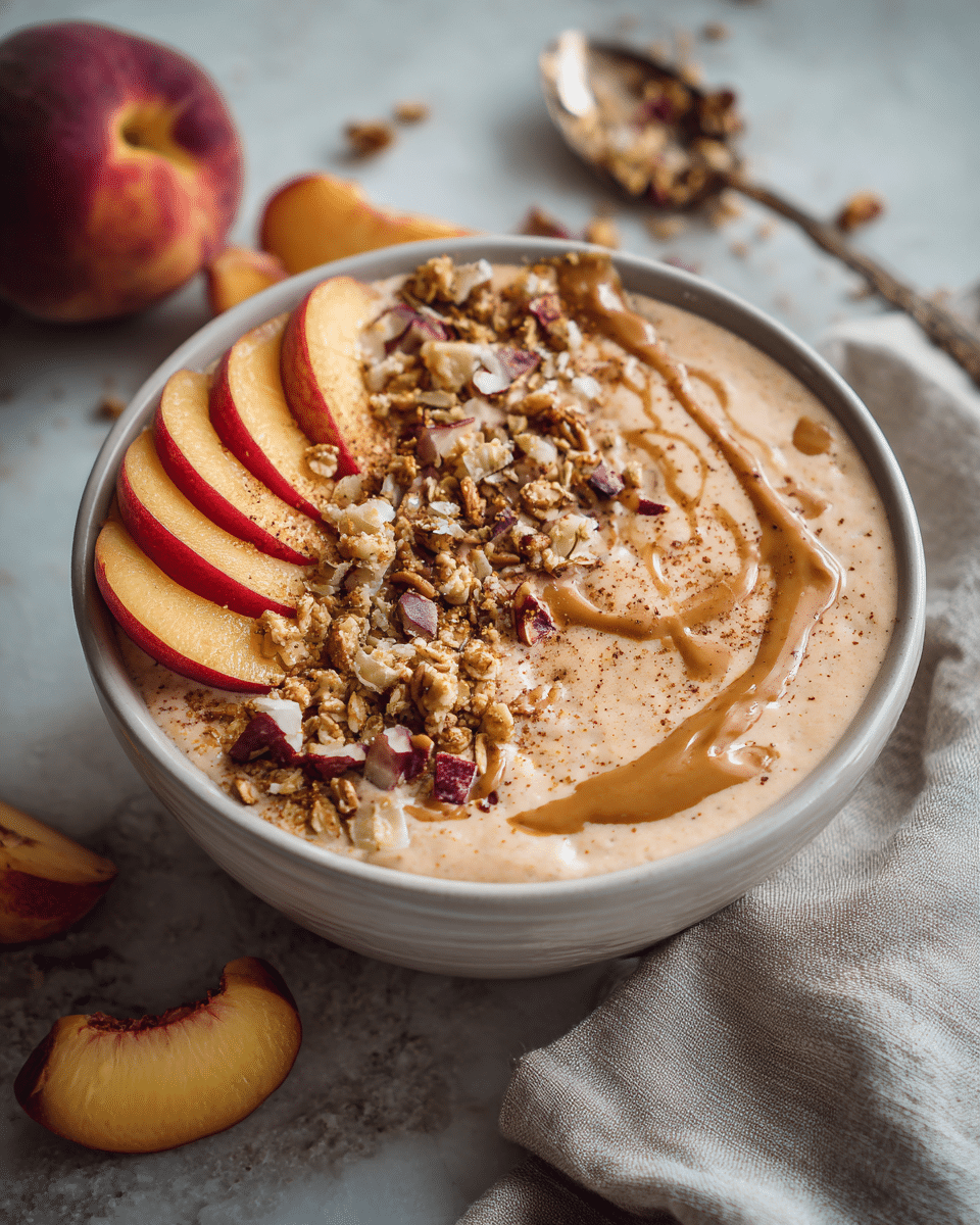 Easy Peach Cobbler Smoothie Bowl