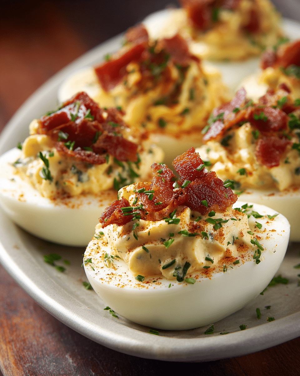 Football Food Bacon‑Cheddar Deviled Eggs – Creamy, Savory & Bite-Sized