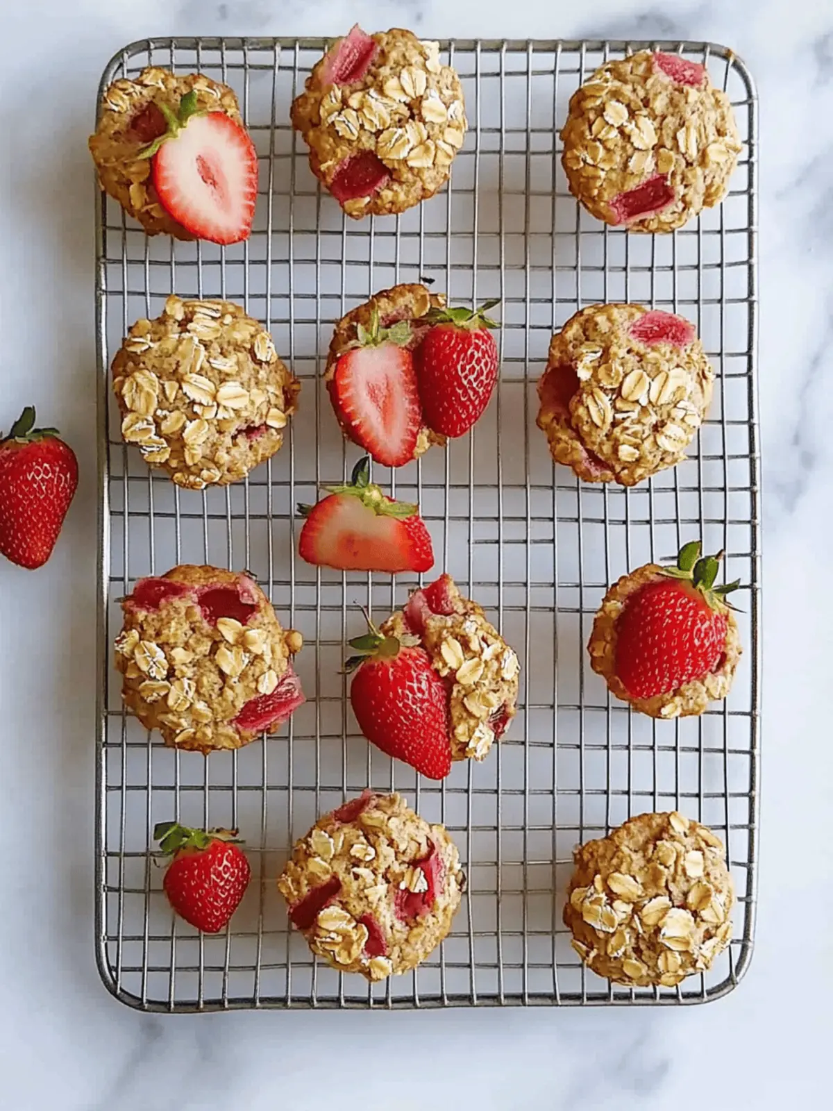 Strawberry Rhubarb Baked Oatmeal Muffins