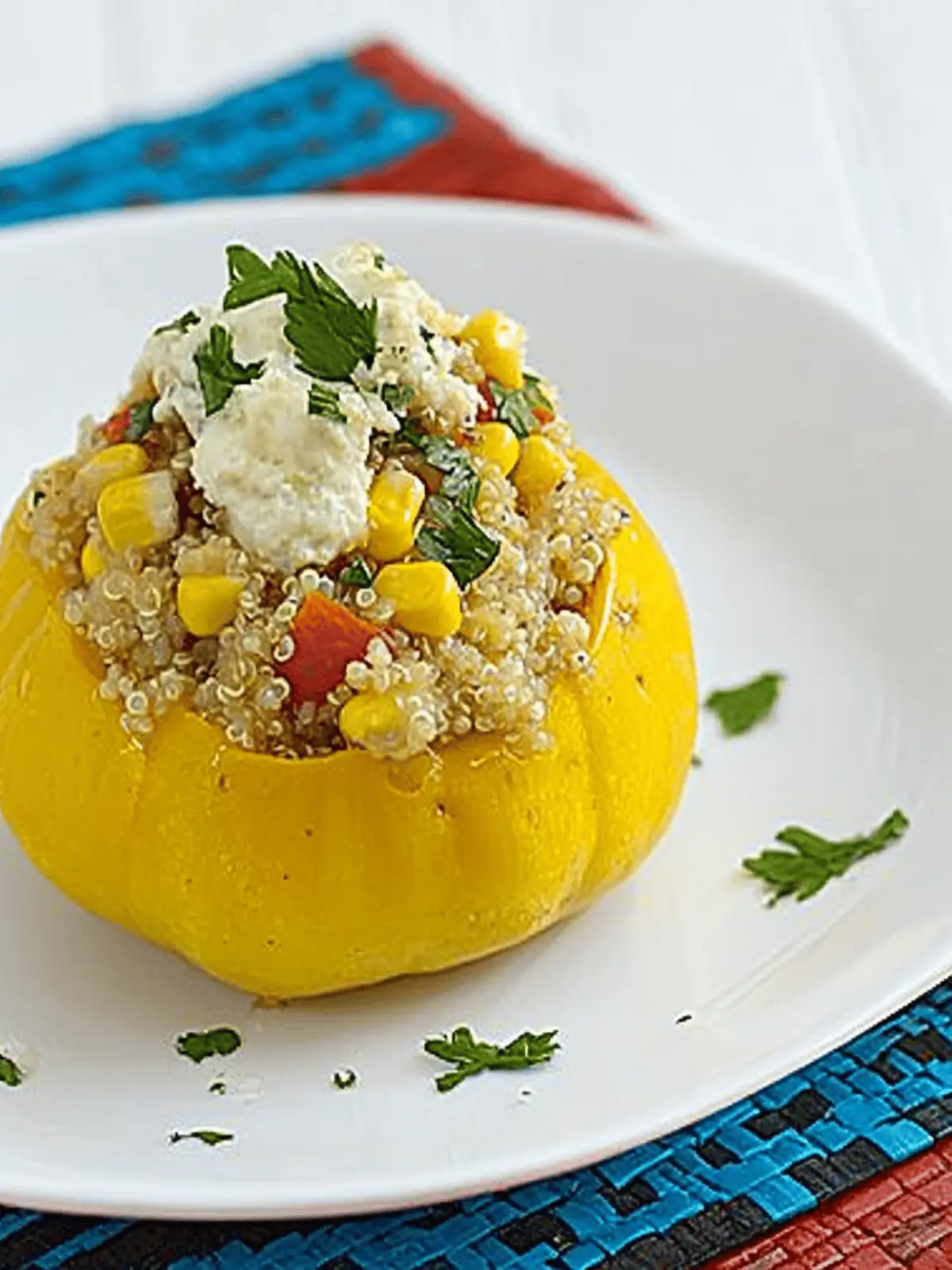 Stuffed Pattypan Squash with Quinoa and Fresh Corn Bliss