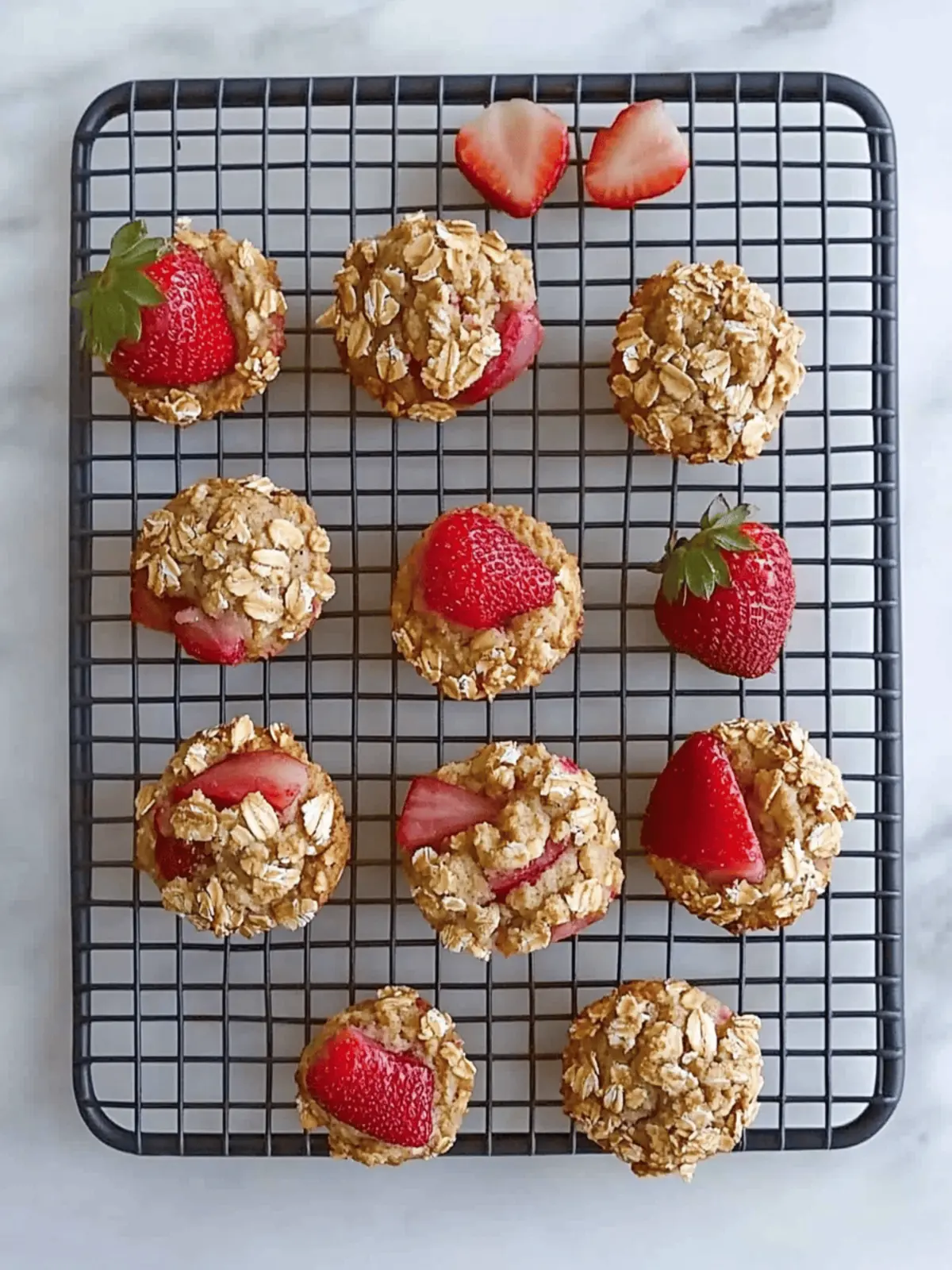 Strawberry Rhubarb Baked Oatmeal Muffins