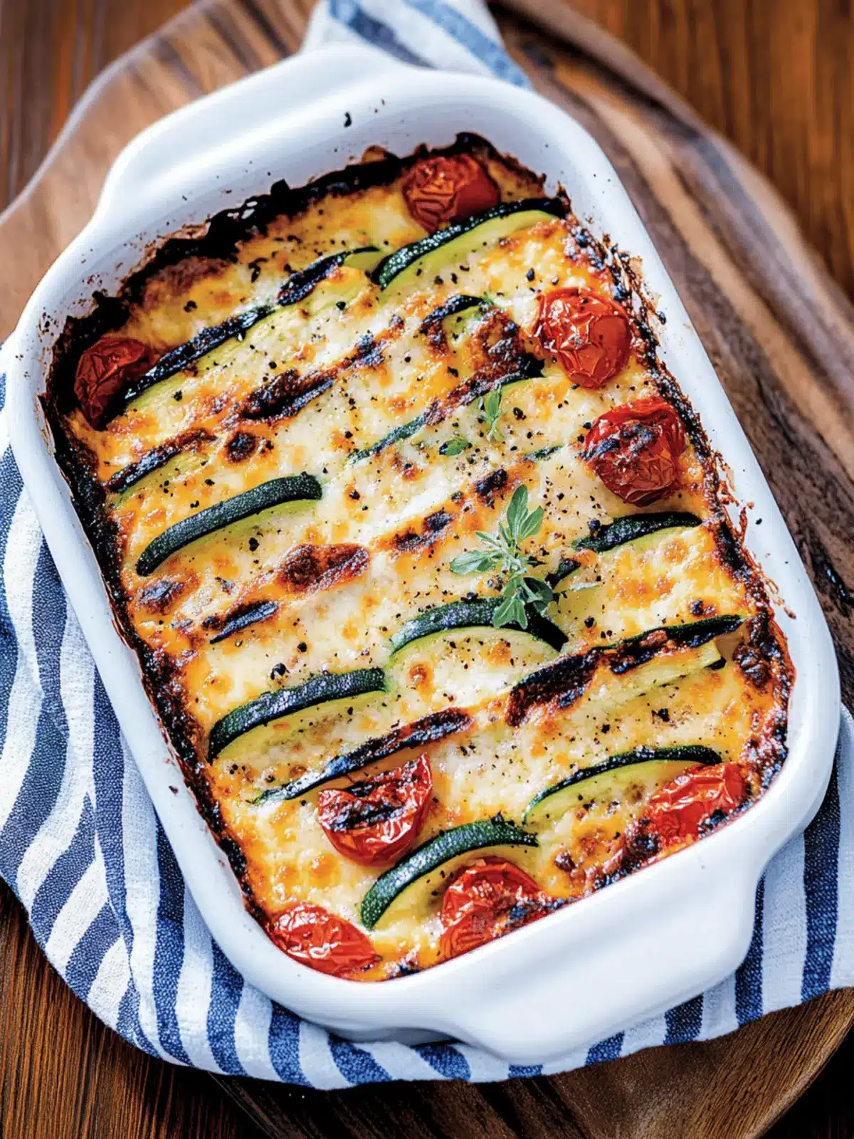Cheesy Grilled Zucchini and Tomato Bake