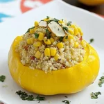 Stuffed Pattypan Squash with Quinoa and Fresh Corn