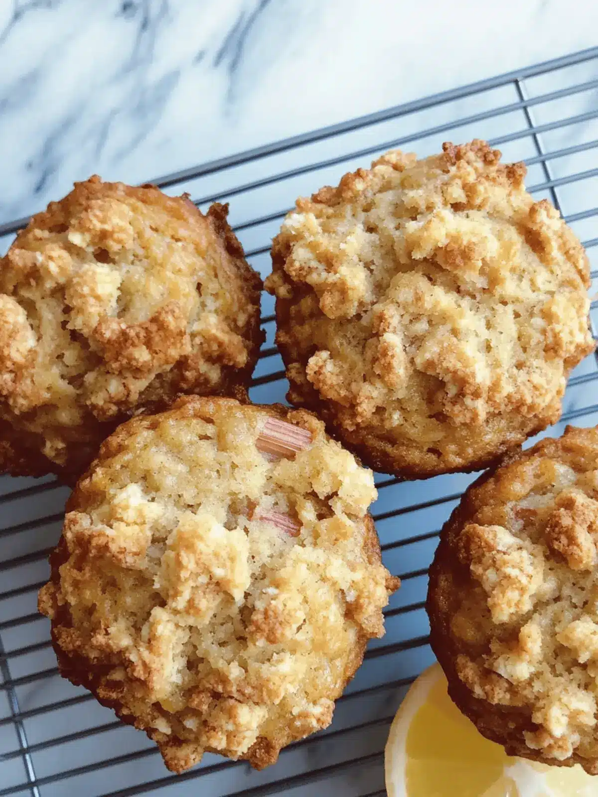 Lemon Rhubarb Spelt Muffins with Streusel