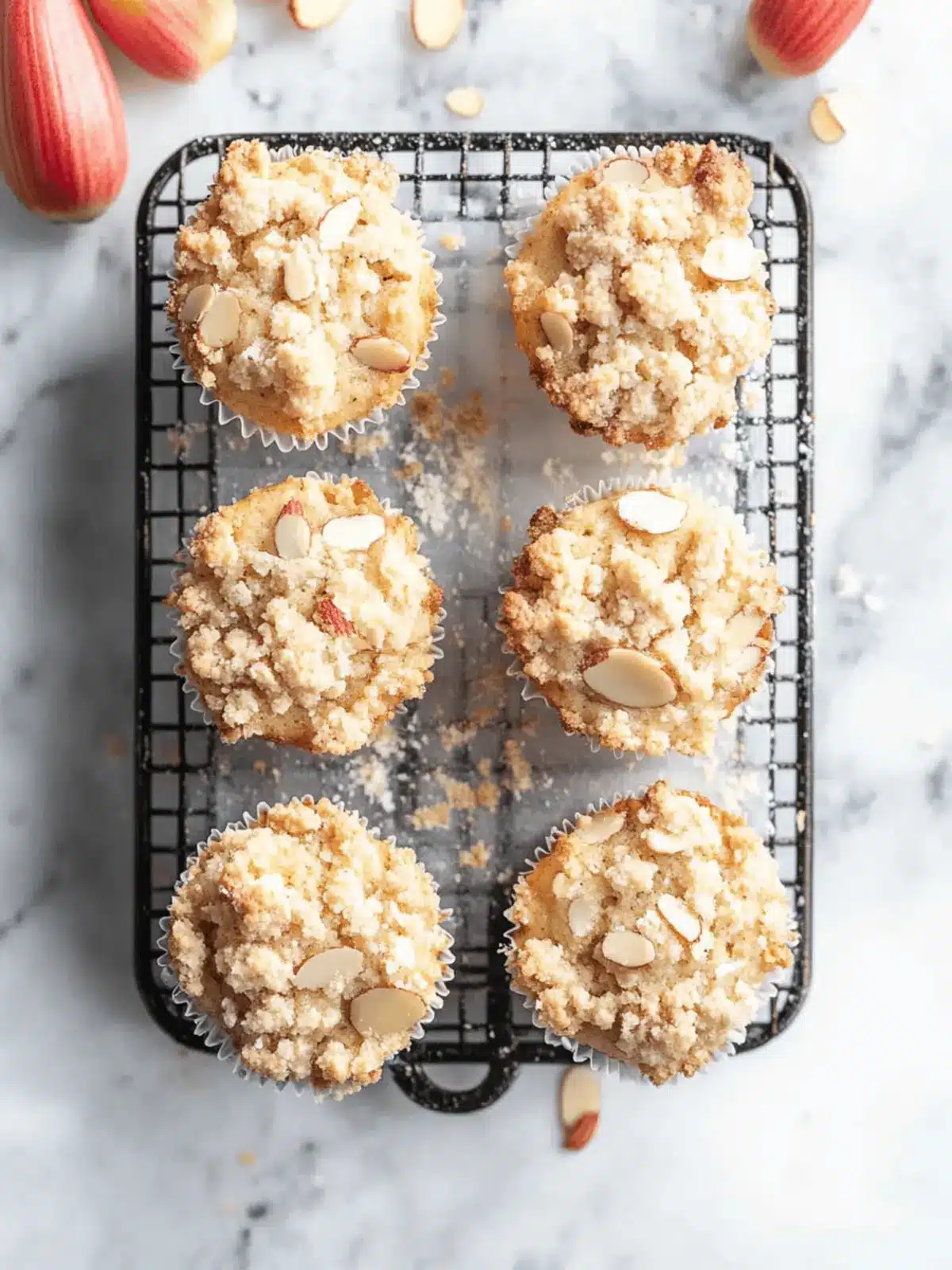 Almond Rhubarb Muffins with Almond Streusel