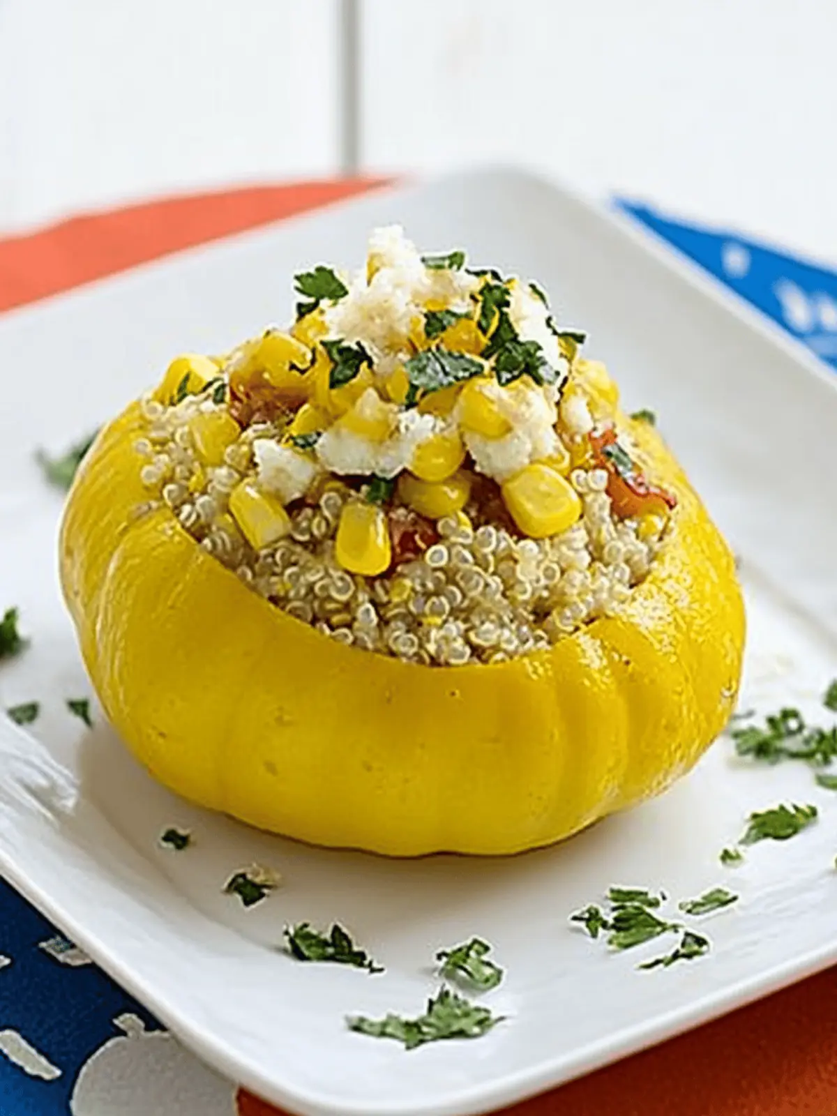 Stuffed Pattypan Squash with Quinoa and Fresh Corn Bliss