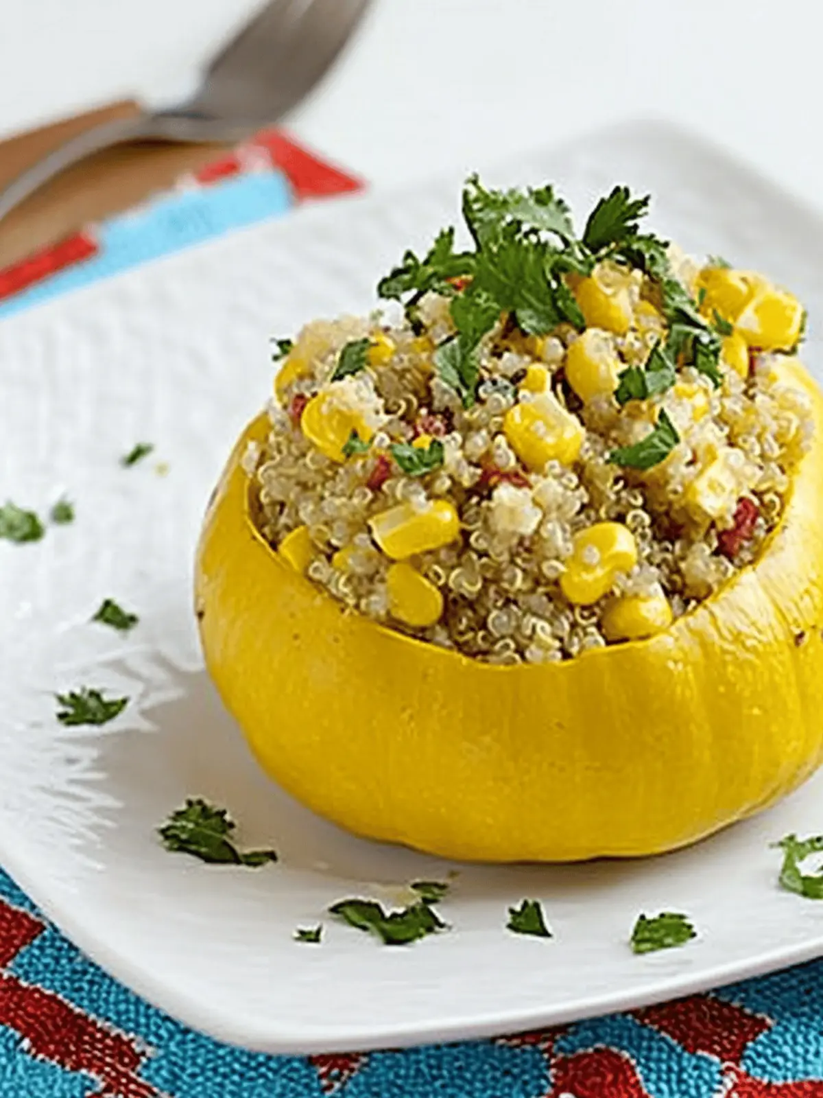 Stuffed Pattypan Squash with Quinoa and Fresh Corn Bliss
