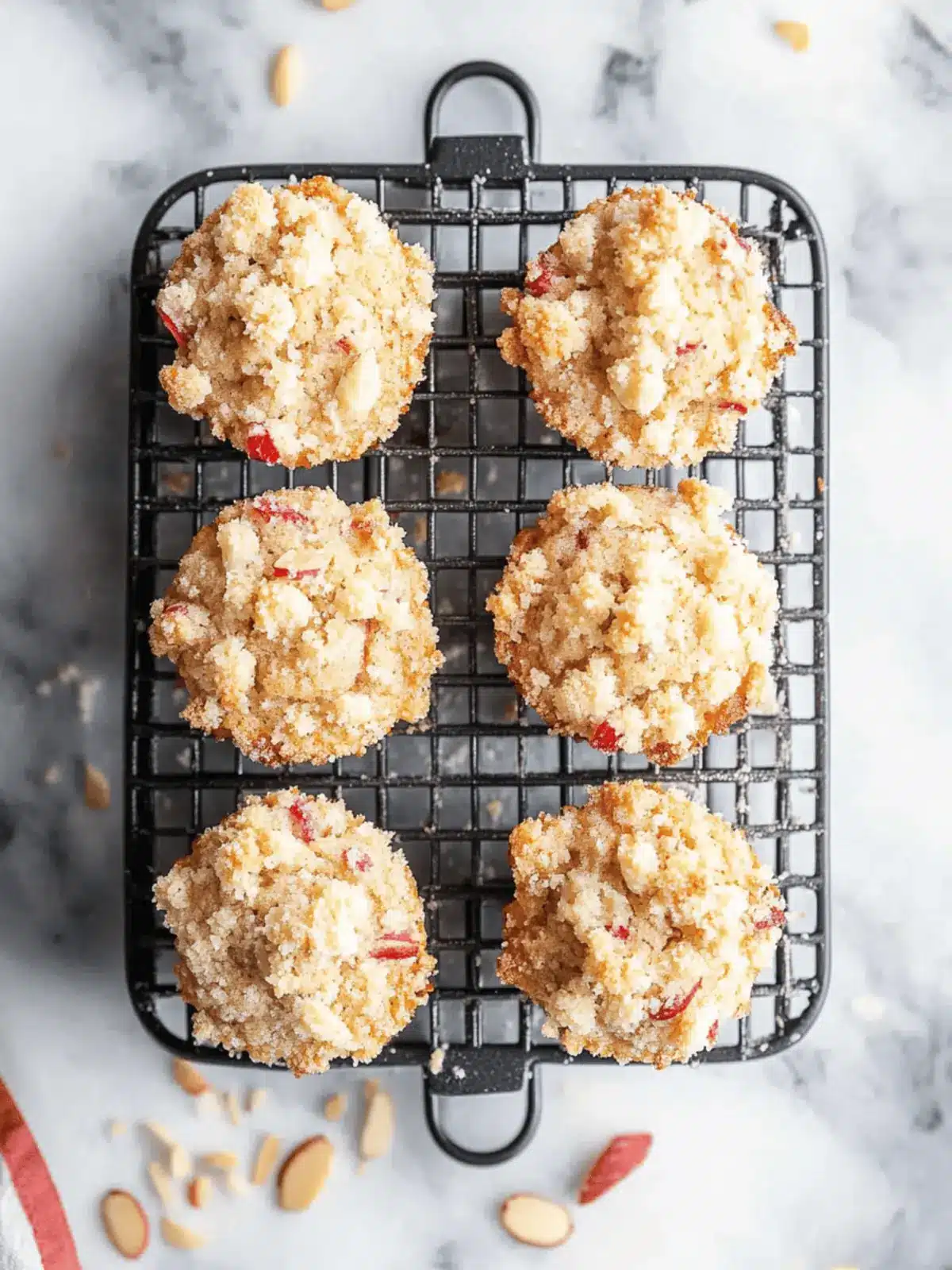 Almond Rhubarb Muffins with Almond Streusel
