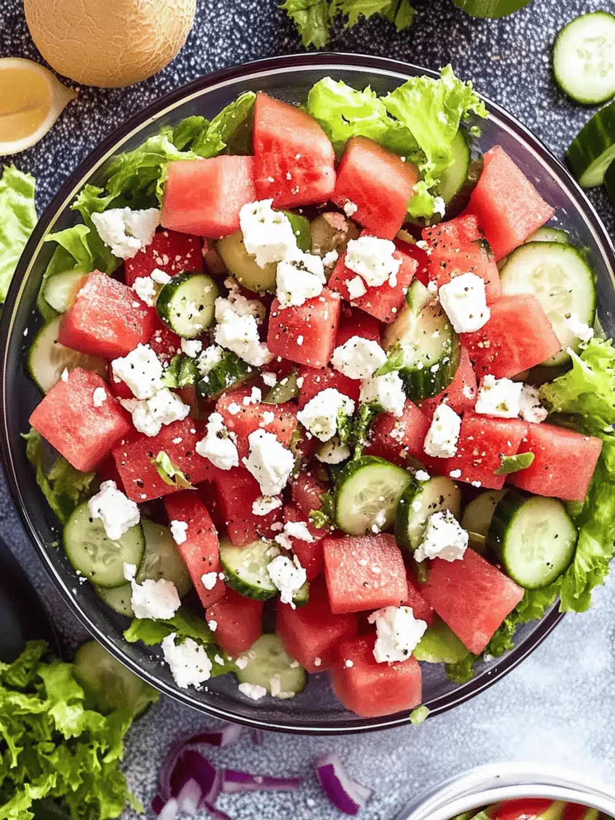 Cool Down with Watermelon Salad, Cucumber, and Feta Cheese