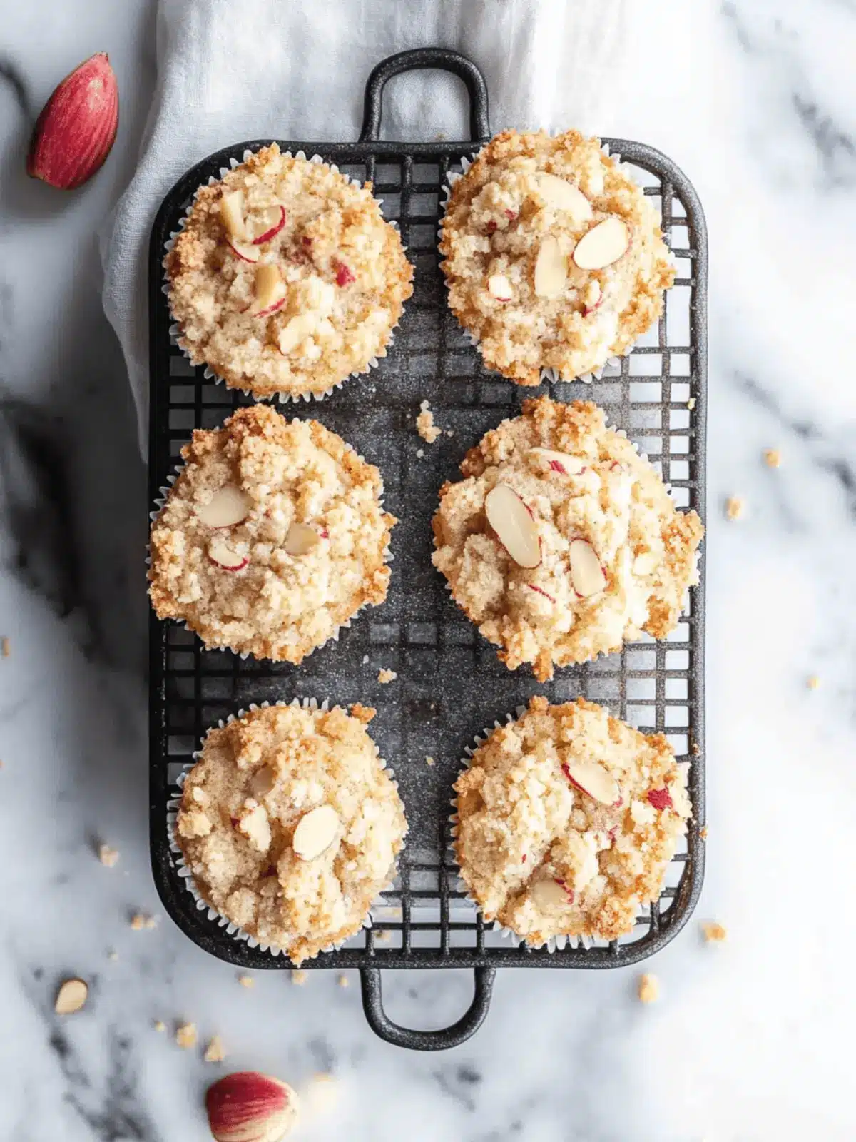 Almond Rhubarb Muffins with Almond Streusel