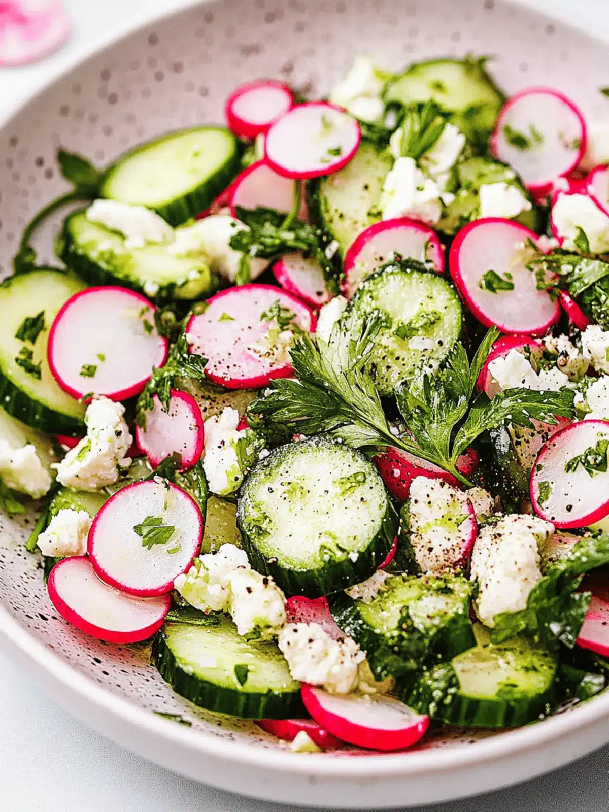 Crisp Cucumber Radish Salad with Creamy Goat Cheese Delight