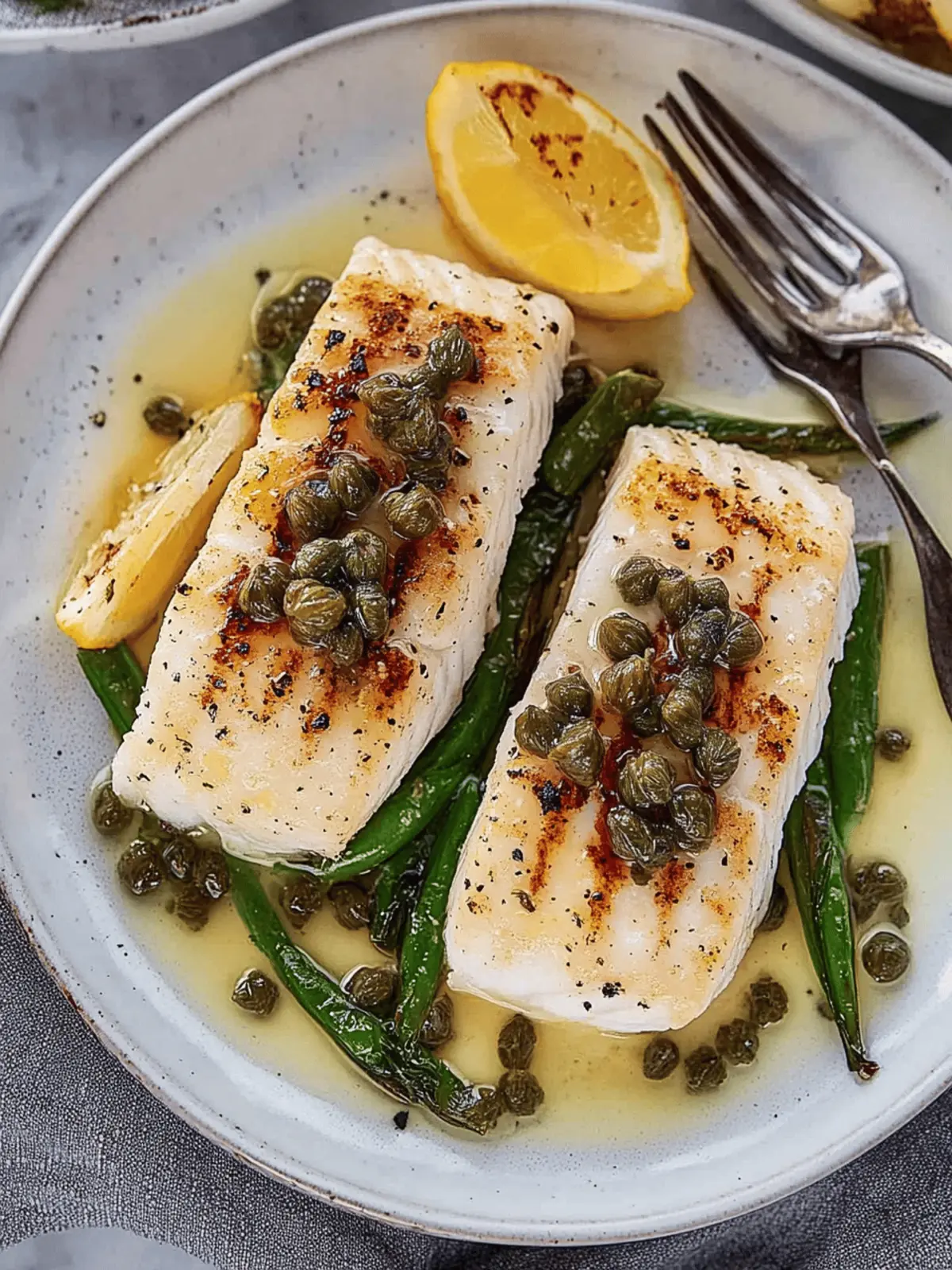 Grilled Halibut with White Wine, Butter, and Caper Sauce