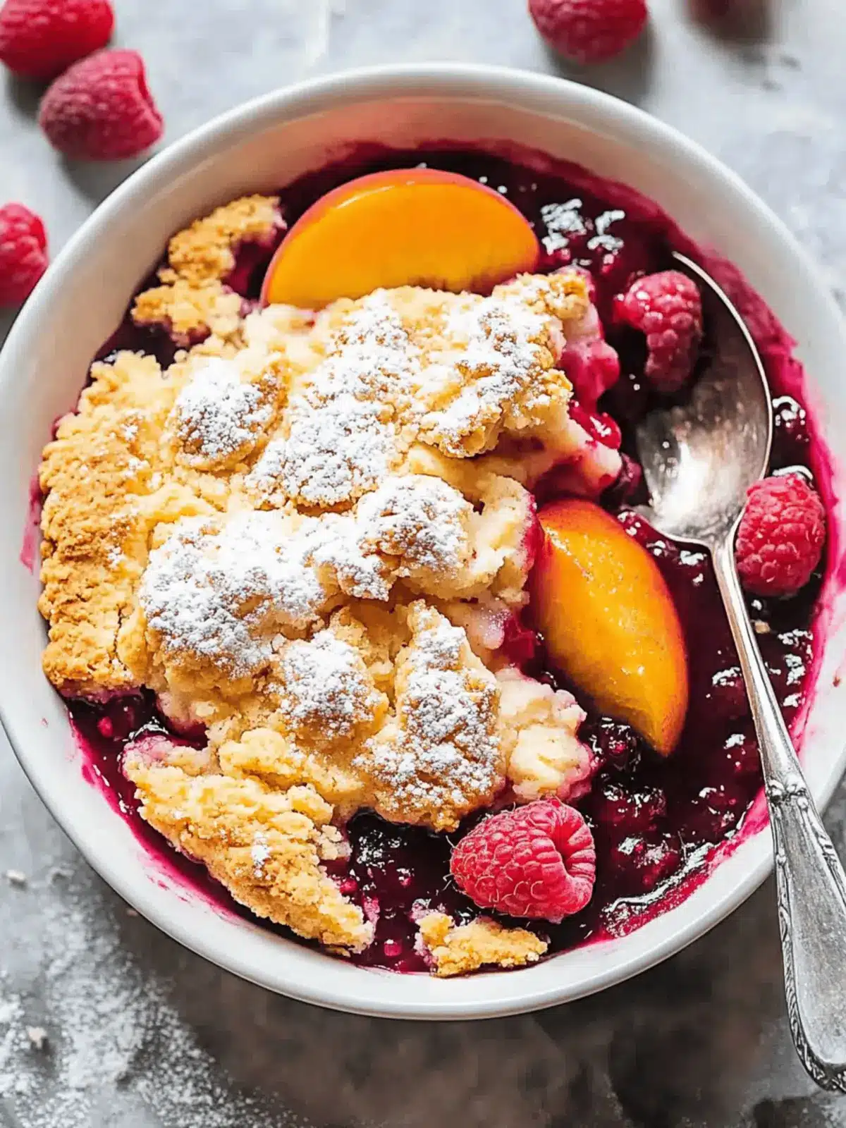 Easy Peach and Raspberry Cobbler