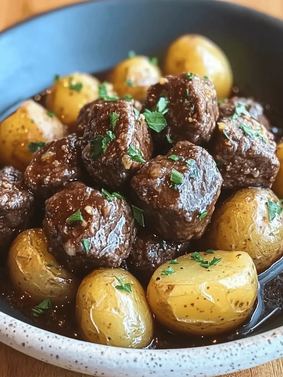 Garlic Butter Beef Bites & Potatoes make a perfect dinner